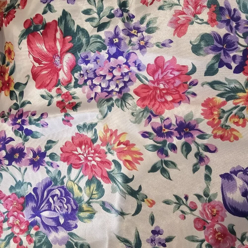 90s Satin White‎ Floral Mini Slip Dress Pink Purple Size S Small Low Back Short - Picture 3 of 11